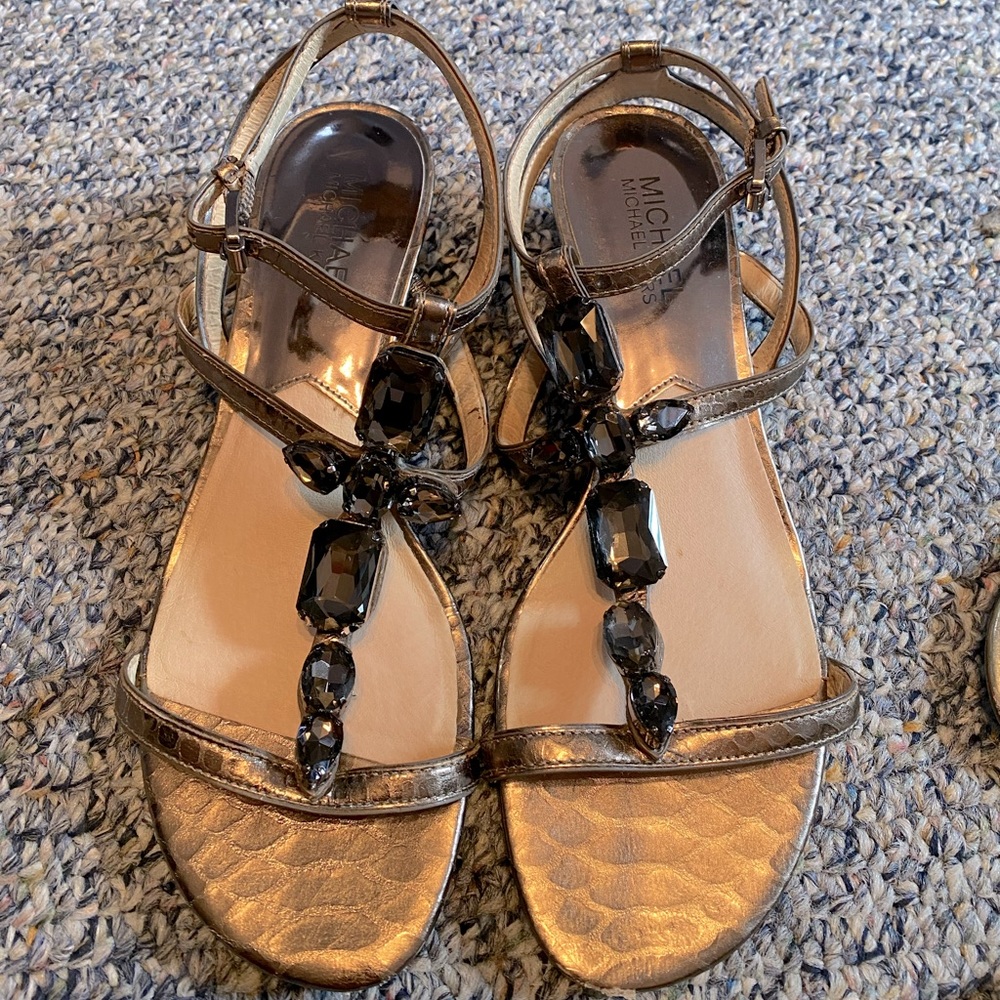 Micheal Kors Dark grey wedge sandal. With gems. Size 7